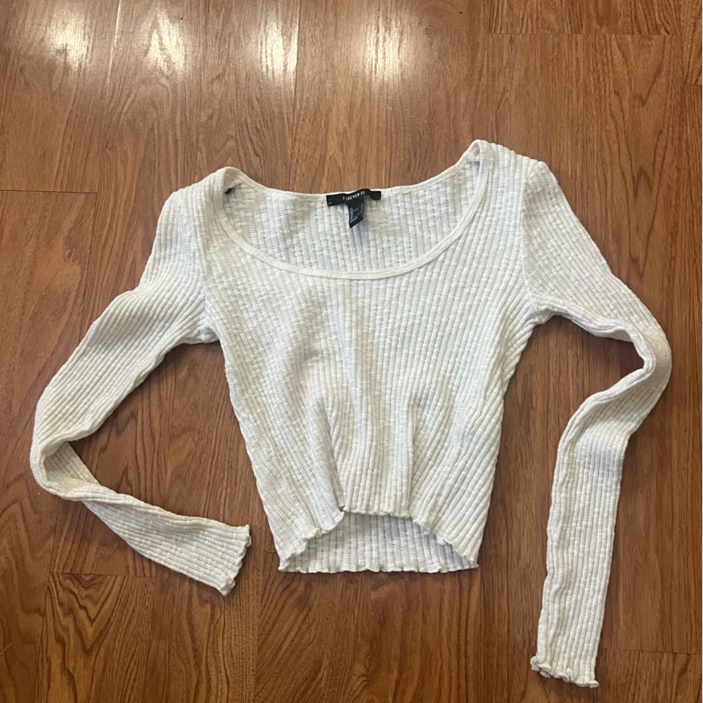 Forever 21 White Long Sleeve Top